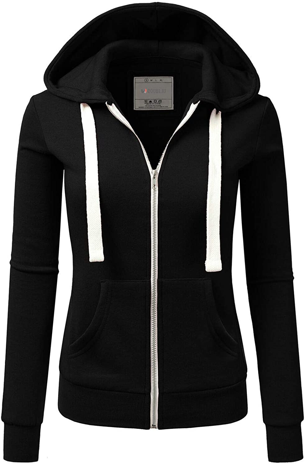 Doublju Lightweight Thin Zip-Up Hoodie Jacket for Women with Plus Size