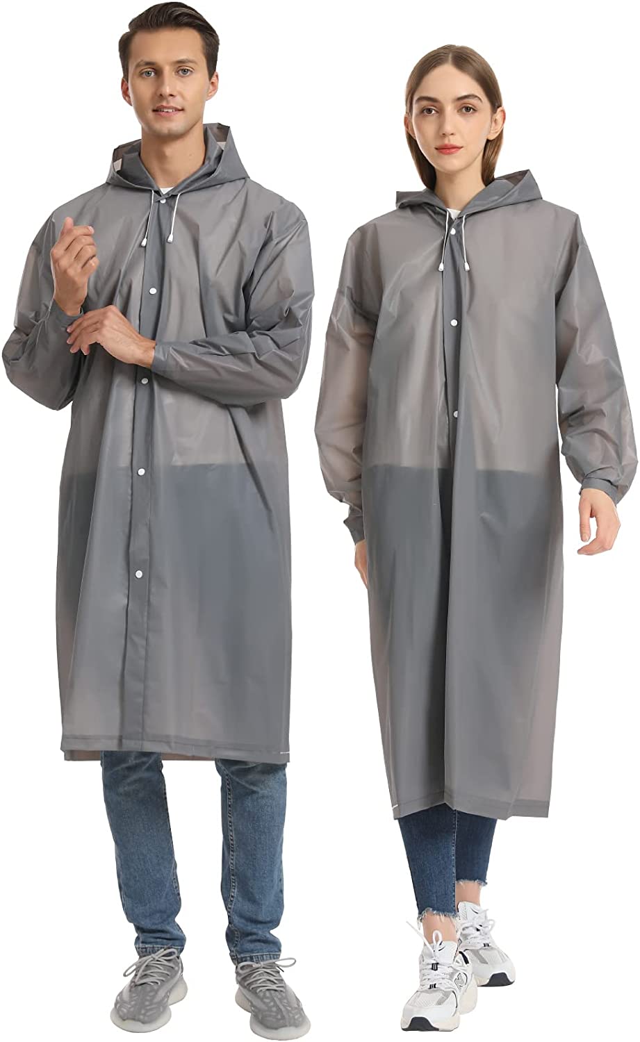 2 Pack Raincoats for Adults Reusable, Opret EVA Rain Ponchos Lightweight Rain Coat Waterproof Rain Gear for Men and Women