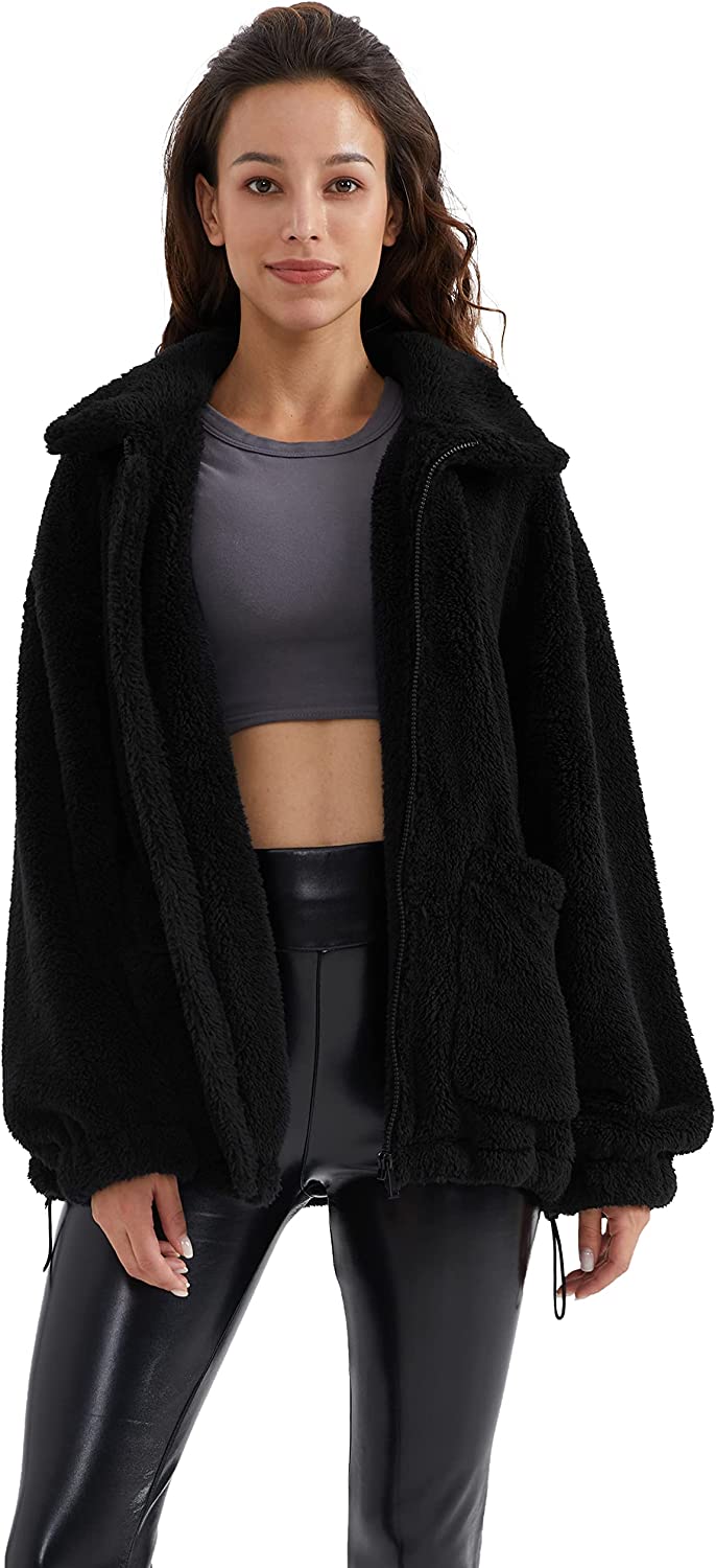 Orolay Women's Zip Up Plush Jacket with Pockets Casual Fleece Sweatshirt Outwear for Ladies Girls