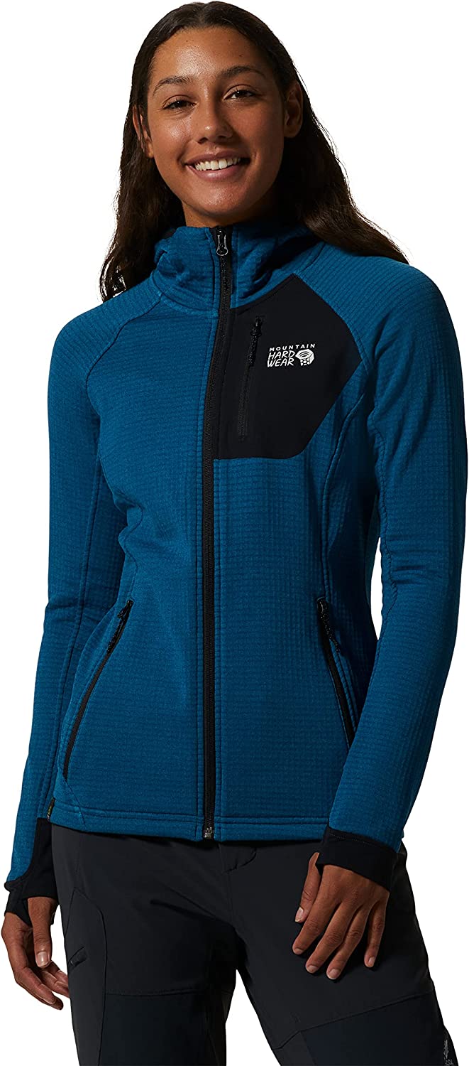 Mountain Hardwear Women's Polartec Power Grid Full Zip Hoody for Climbing, Hiking, and Camping | Breathable and Insulated