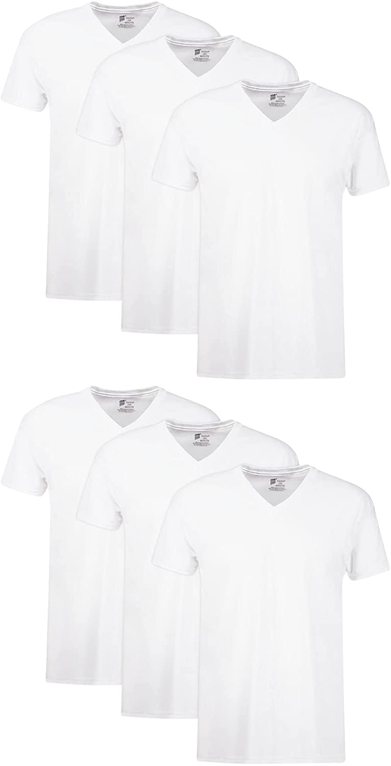 Hanes Men's Tagless Cotton V-Neck Undershirt – Multiple Packs and Colors