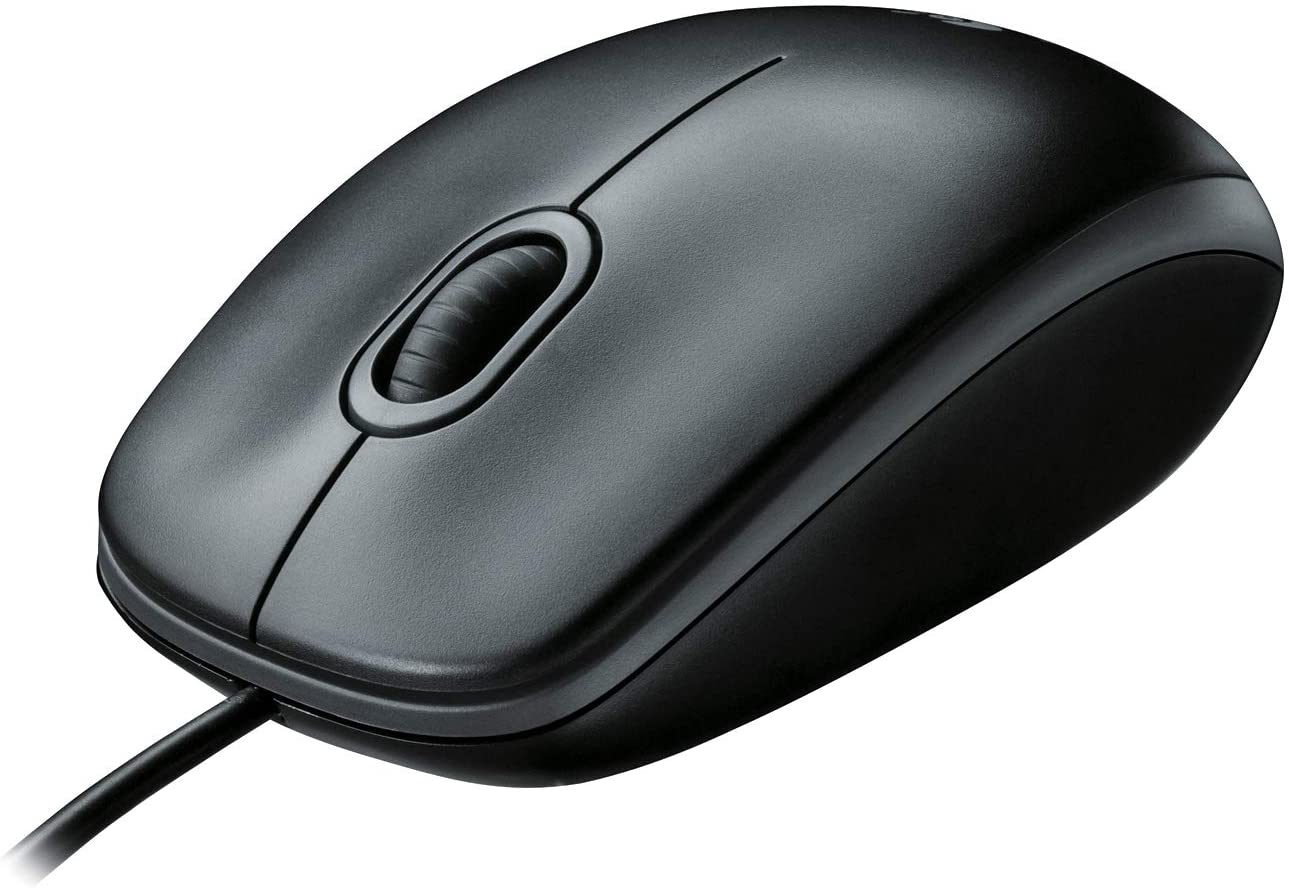 Logitech B100 Corded Mouse – Wired USB Mouse for Computers and laptops, for Right or Left Hand Use, Black