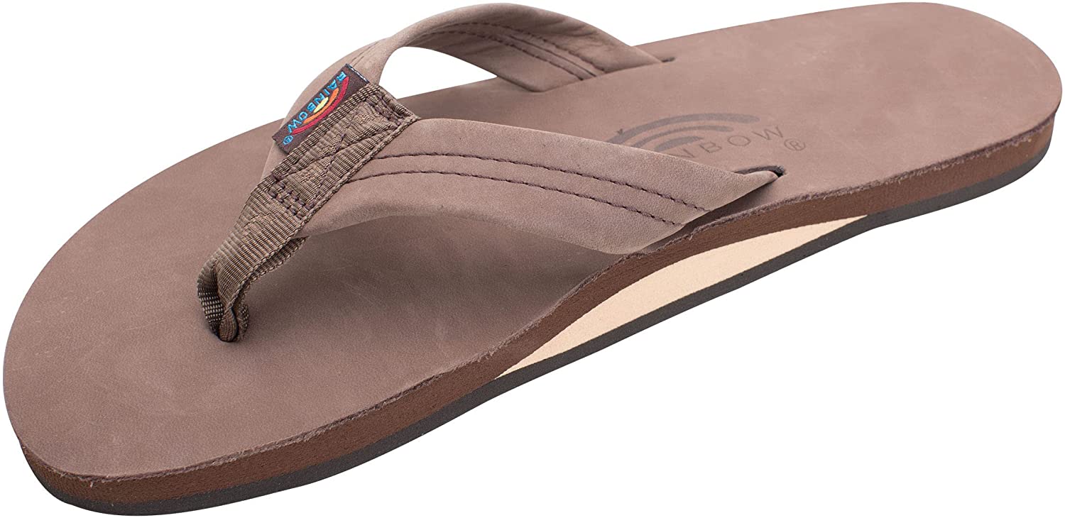 Rainbow Sandals Men's Leather Single Layer Wide Strap with Arch