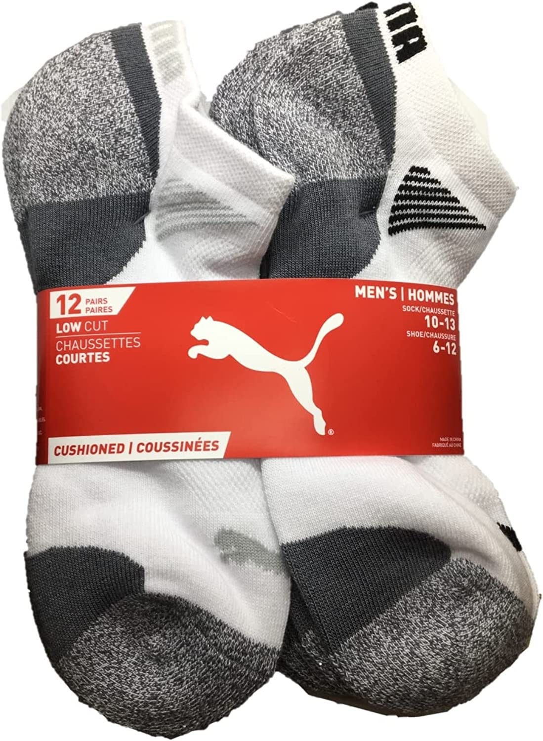 PUMA Mens No Show Low Cut Moisture Control Sport Socks