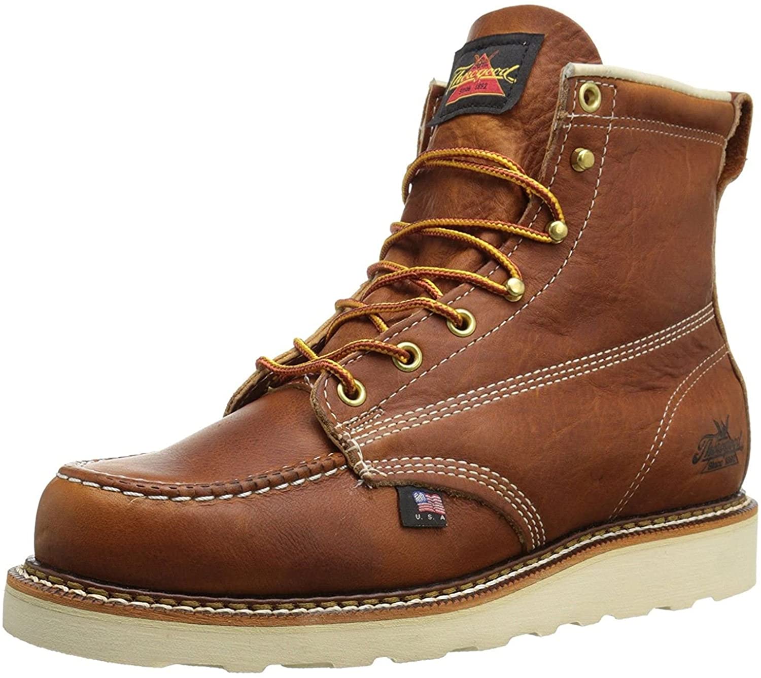 Thorogood American Heritage 6” Moc Toe Work Boots For Men - Premium Breathable Non-Safety Toe Leather Boots with Slip-Resistant MAXWear Wedge Outsole; ASTM Rated