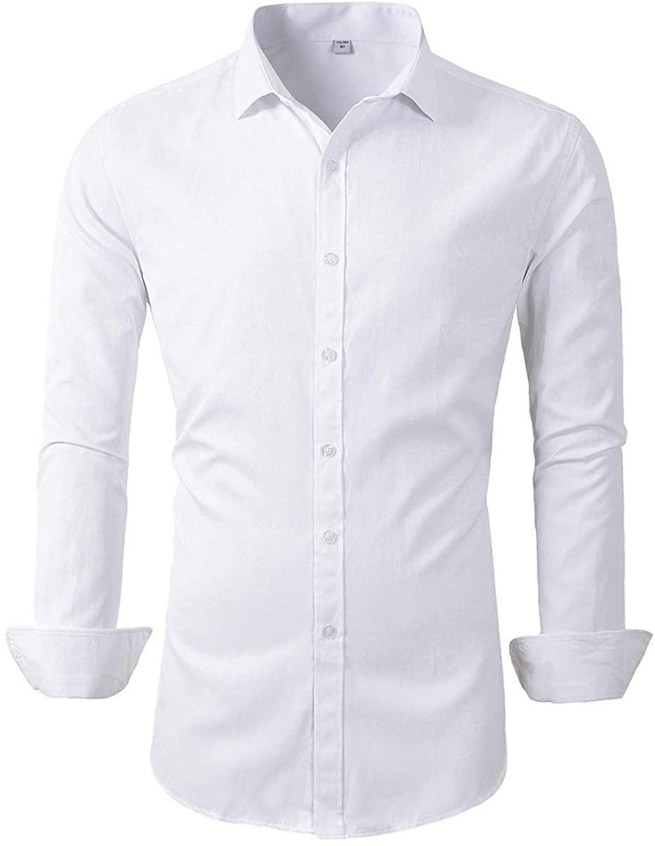 Beninos Mens Long Sleeve Slim Fit Dress Shirts