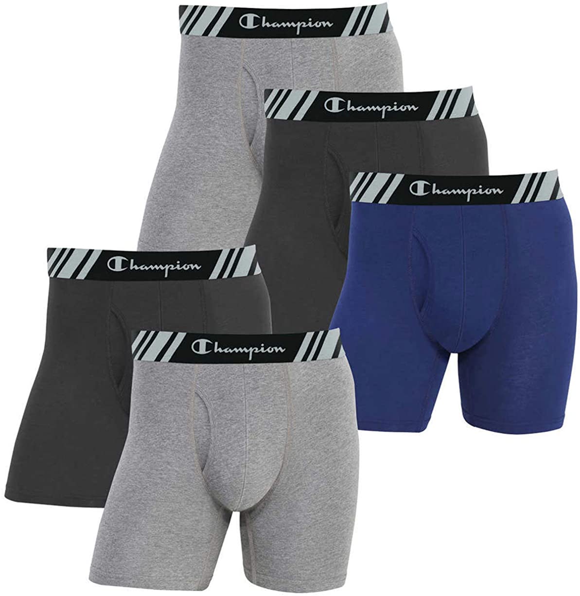 Champion Men's 6 Pack Smart Temp Boxer Brief - New 6 Value Pack (Large, Grey)