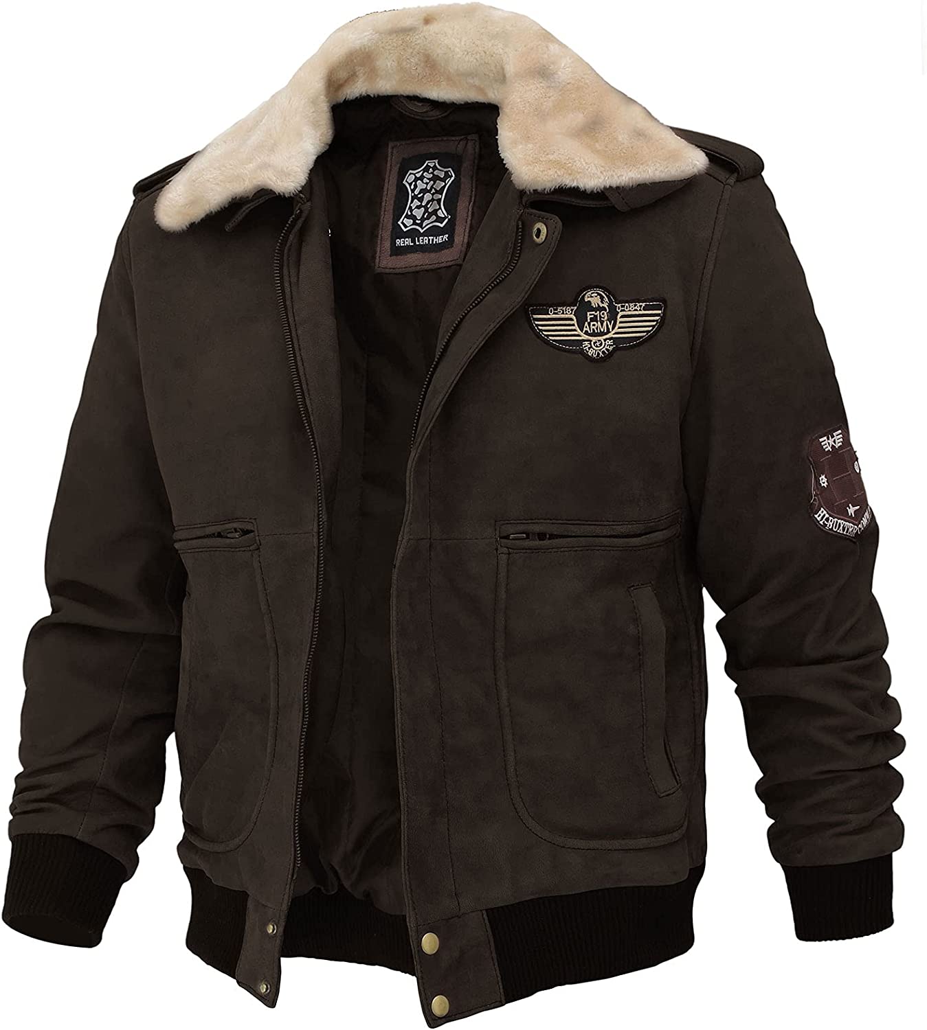 Mens Suede Jacket - Real Leather B2 Bomber Flight Jackets for Men