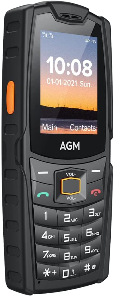 AGM M6 4G Rugged Phone Unlocked Phone Cell Phone for Seniors & Kids, Dual SIM IP68/IP69K Waterproof Phone, MIL-STD-810H, T-Mobile, 2.4" Screen 48MB+128MB 2500mAh Battery Black, Big Font, Big Speaker