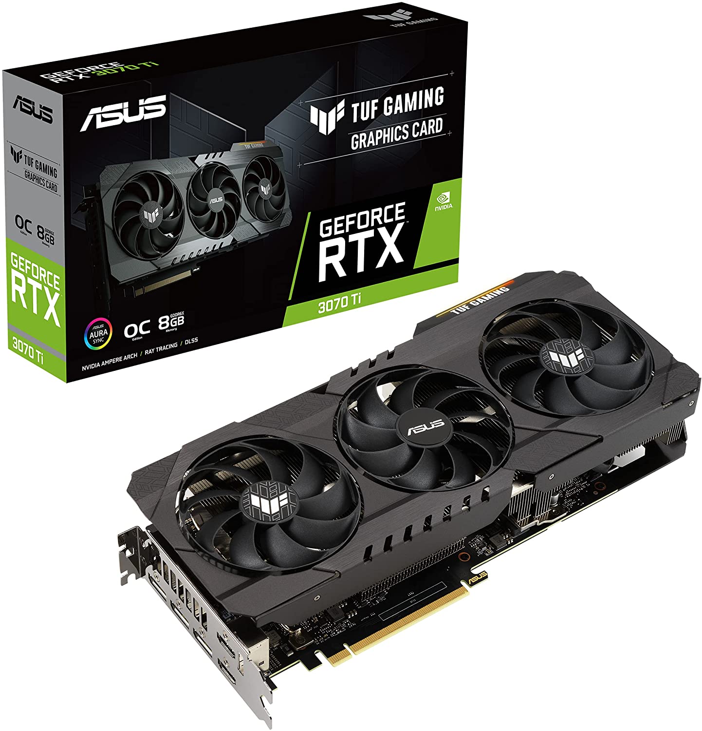 ASUS TUF Gaming NVIDIA GeForce RTX 3070 Ti OC Edition Graphics Card (PCIe 4.0, 8GB GDDR6X, HDMI 2.1, DisplayPort 1.4a, Dual Ball Fan Bearings, Military-Grade Certification, GPU Tweak II)