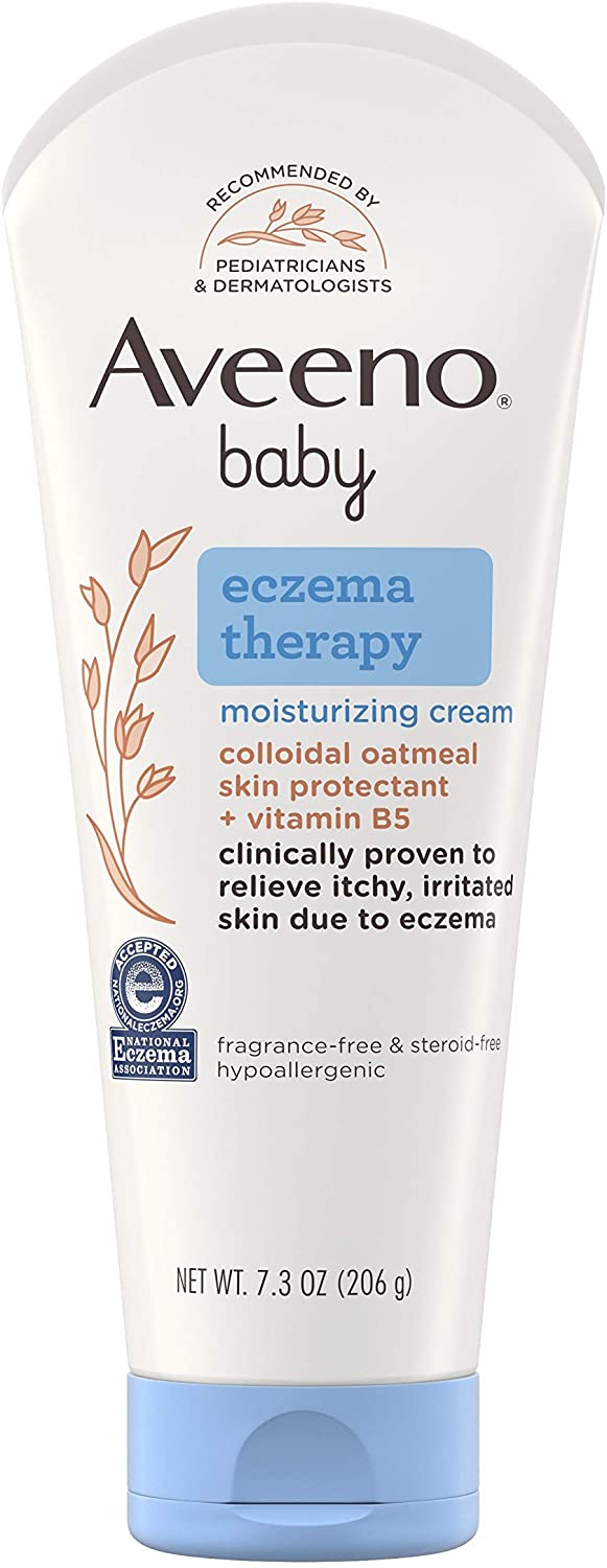 Aveeno Baby Eczema Therapy Moisturizing Cream, Natural Colloidal Oatmeal & Vitamin B5, Moisturizes & Relieves Dry, Itchy, Irritated Skin, Paraben & Steroid & Fragrance Free, 7.3 Oz