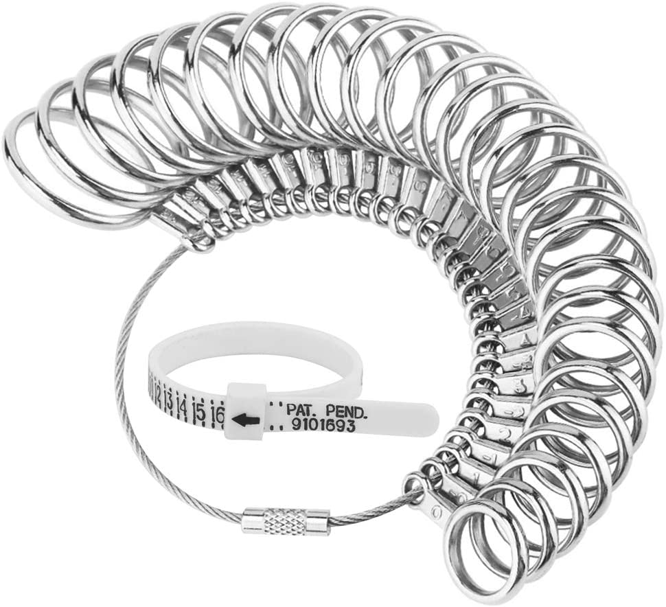Ring Sizer Measuring Tool, 27 PCS Premium Ring Measurement Tool, US Ring Size 0-13 with Half Size, 1 PCS Finger Ring Sizing Measure Gauge, by UUBAAR