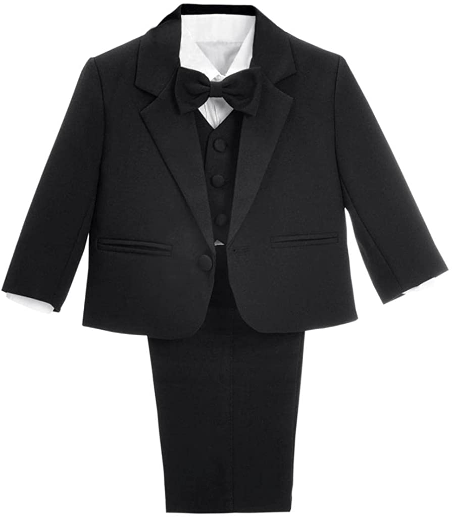 Dressy Daisy Baby Boy' 5 Pcs Set Formal Tuxedo Suits No Tail Wedding Christening Outfits