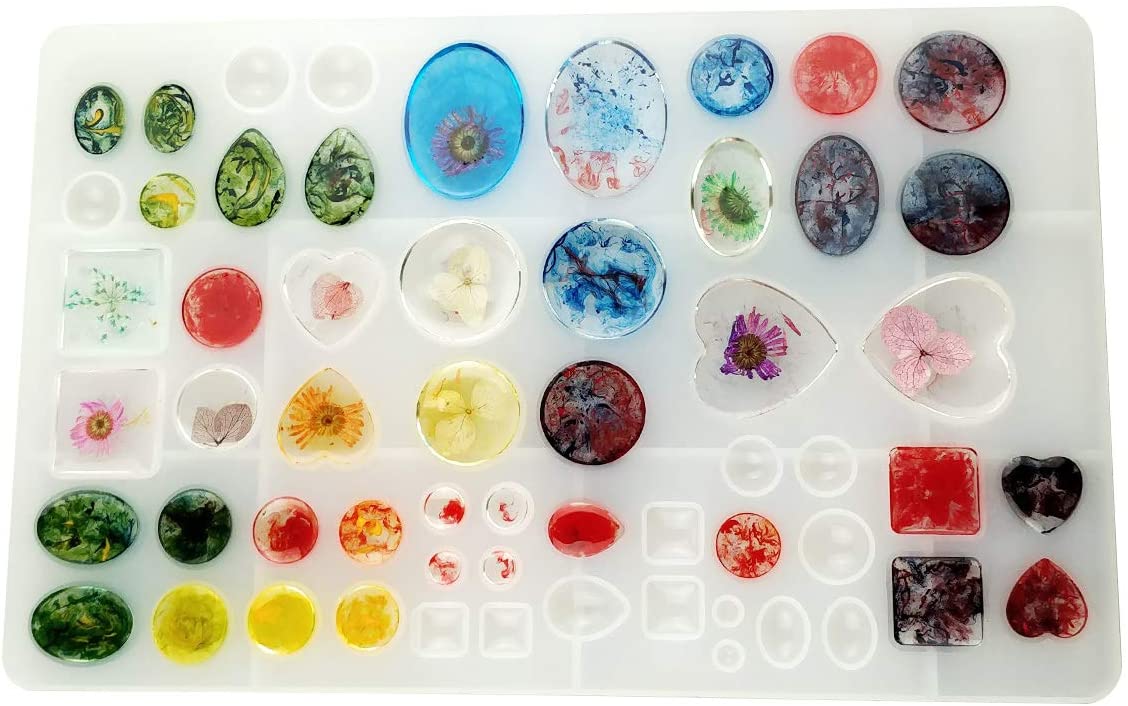 Jewelry Casting Molds,Gem Jewelry Silicone Casting Mold, for Resin Epoxy DIY Crafting, Earring, Pendant, Studs Jewelry Making (Large)