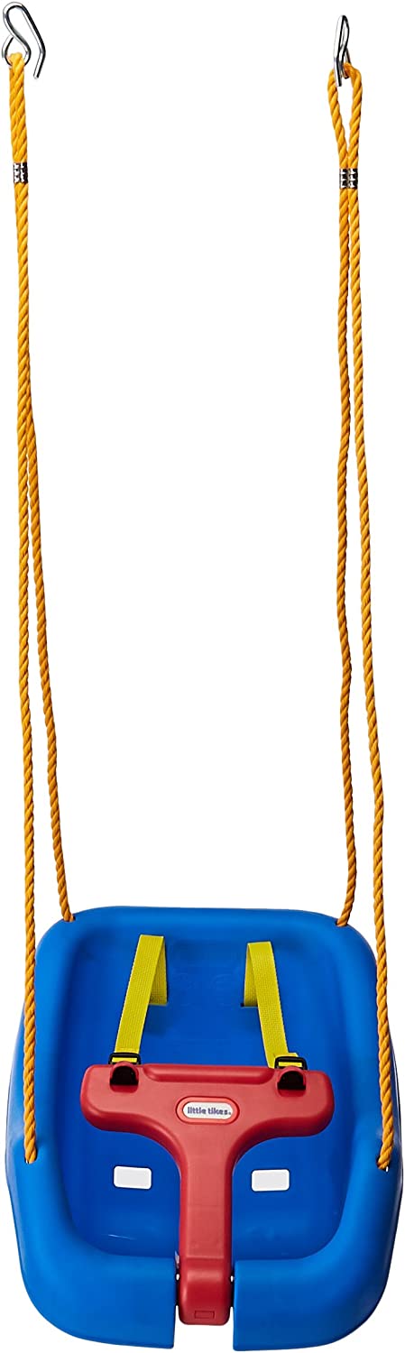 Little Tikes Snug 'n Secure Blue Swing with Adjustable Straps, 2-in-1 for Baby and Toddlers Ages 9 Months - 4 Years
