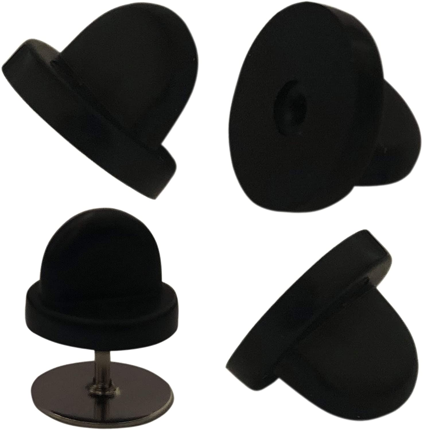 50pcs PVC Rubber Pin Backs Butterfly Clutch Backings Pin Cap Keepers Replacement for Uniform Badges Comfort Fit Tie Tack Lapel Pin Backing Holder Clasp, Black