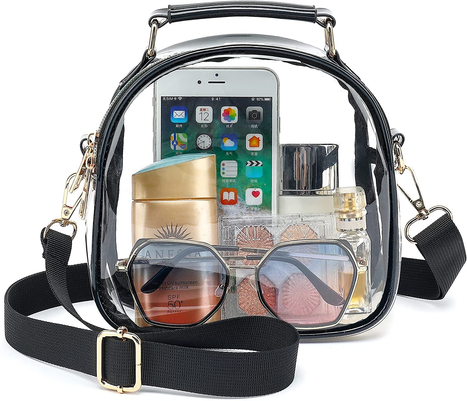 Clear Purses for Women Stadium, Cute Clear Bag Stadium Approved, Clear Handbag with Rainbow Zippers