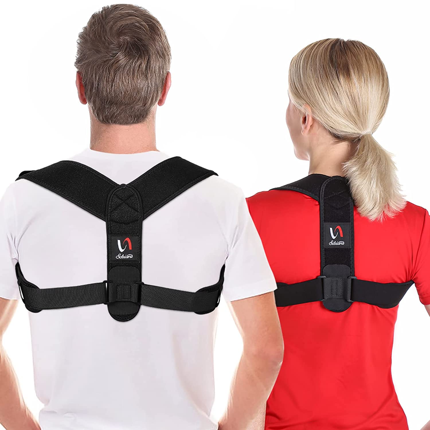 Schiara Posture Corrector for Men and Women - Comfortable Upper Back Brace, Adjustable Back Straightener Support for Neck, Shoulder & Back