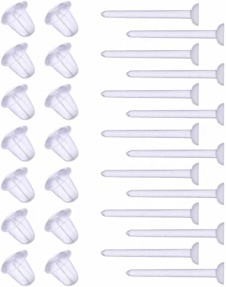 Plastic Earrings,Clear Plastic Earrings Clear Earrings Plastic Post Earrings Plastic Earring Posts and Earring Backs Silicone Earrings Clear Stud Earrings 100 Pairs Back Earrings and Blank Pins Stud