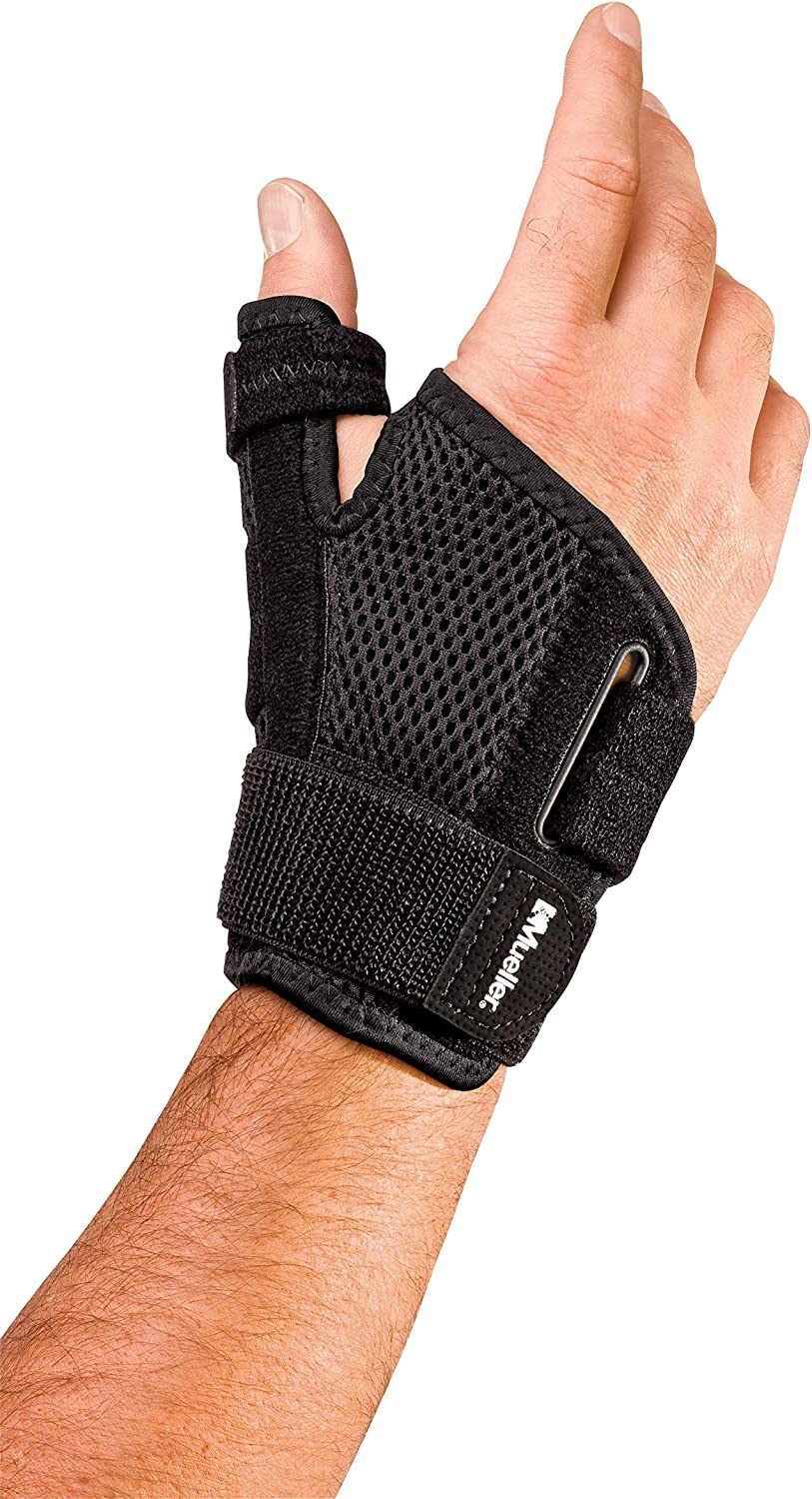 Mueller Sports Medicine Adjust-to-Fit Thumb Stabilizer, For Men and Women, Black, One Size Fits Most