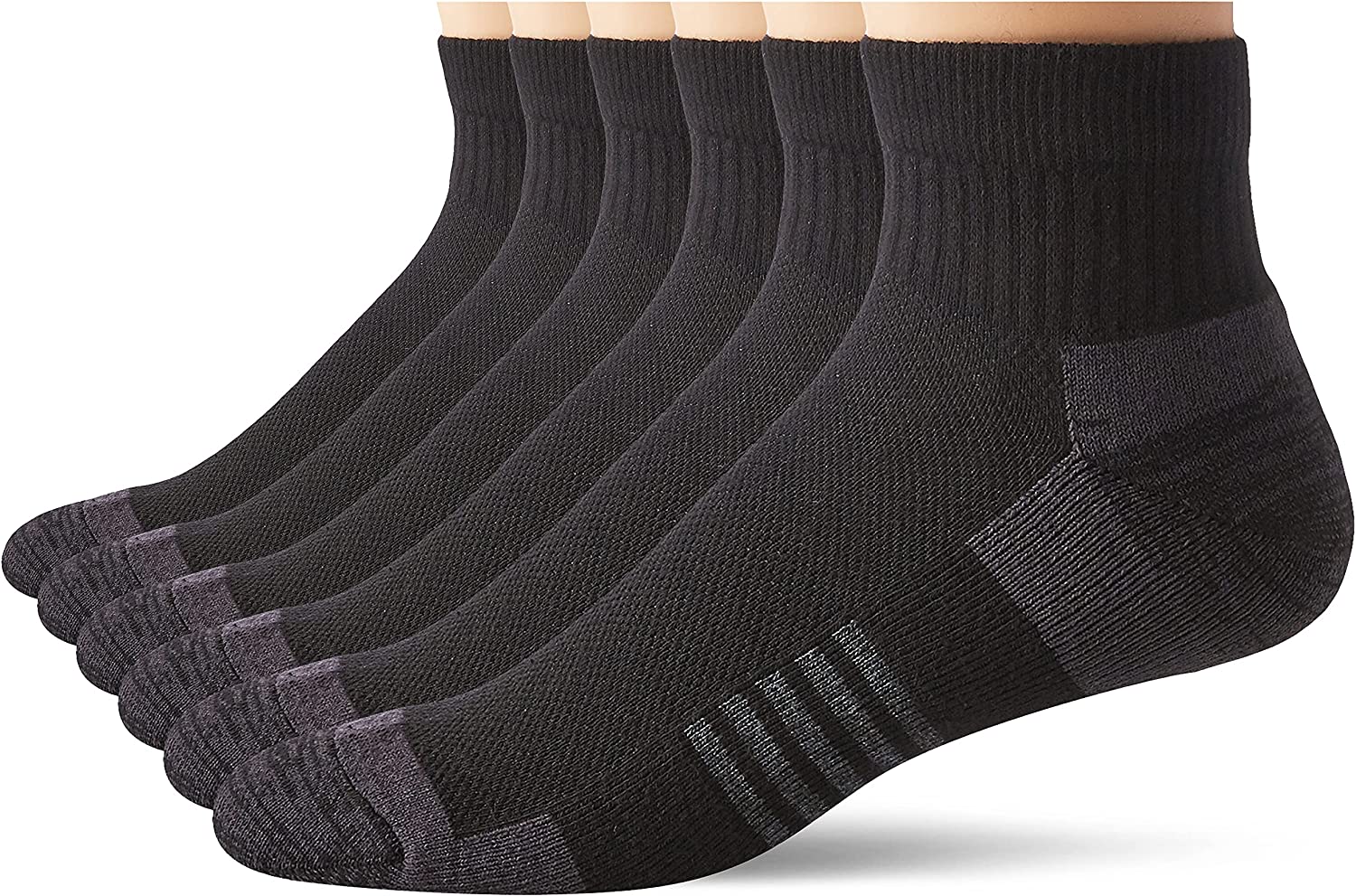 Amazon Essentials Men's Performance Cotton Cushioned Athletic Ankle Socks, Pack of 6