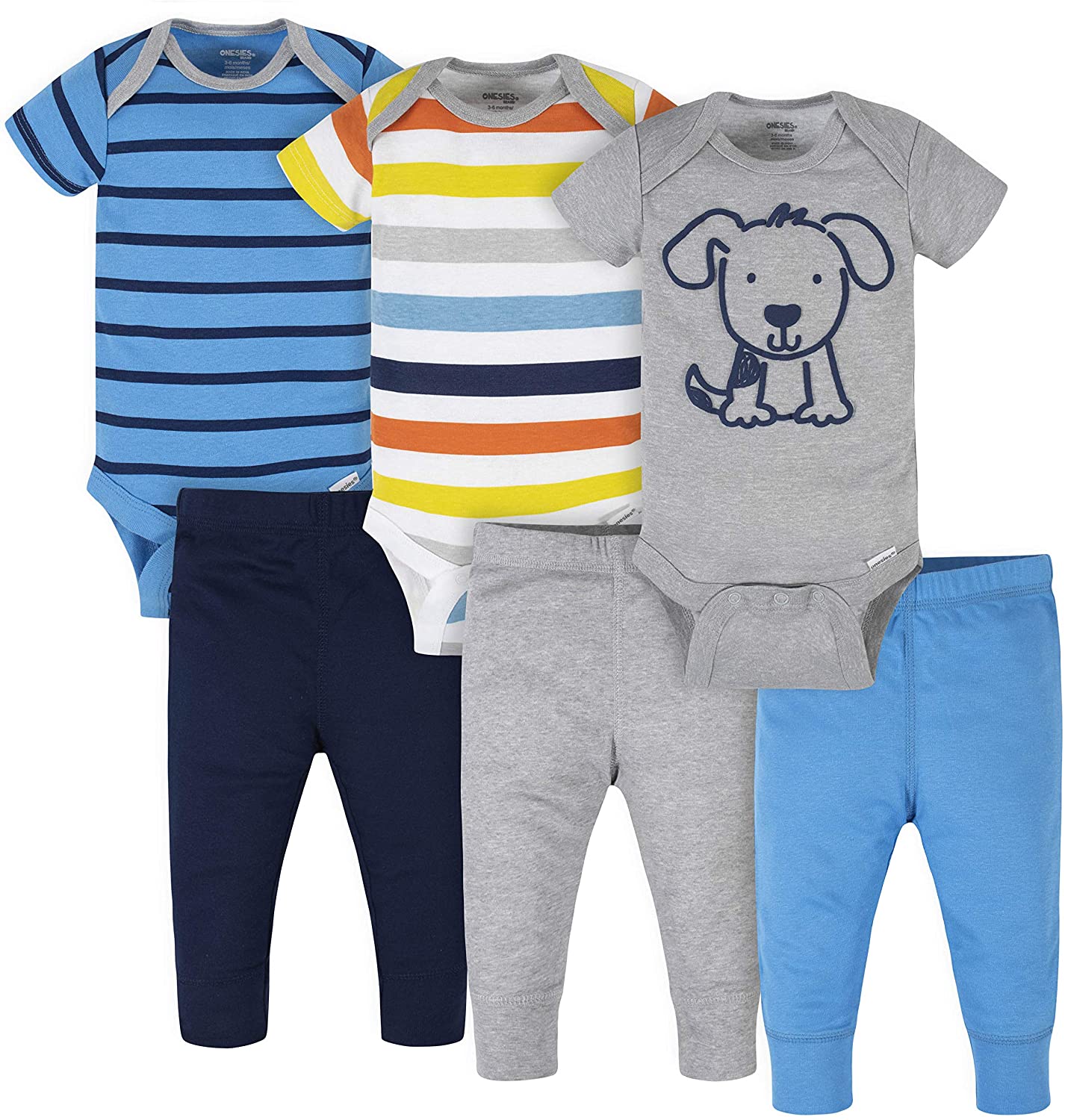 Onesies Brand Unisex-Baby ​3 Onesies 3 Pants Outfit Bundle Mix N Match Newborn to 12m
