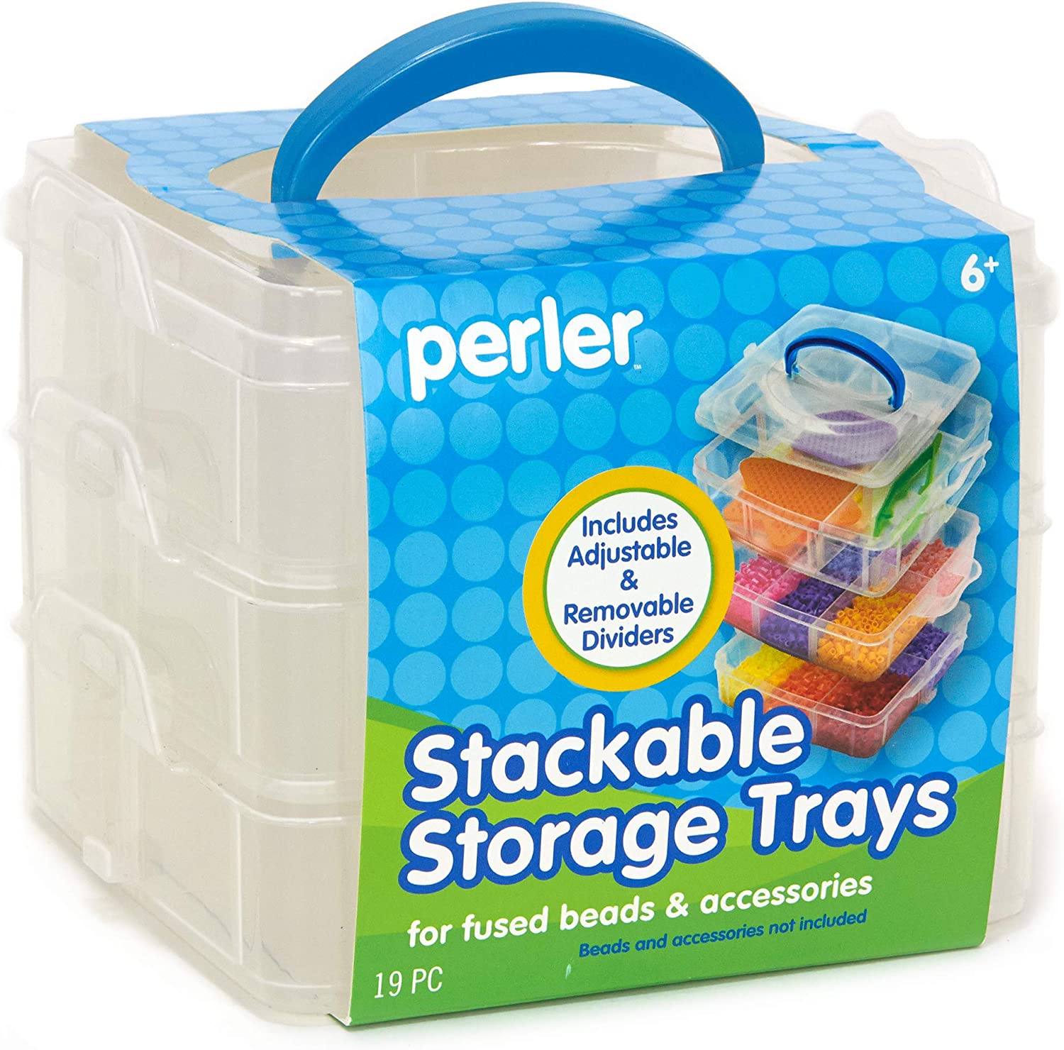 Perler Bead Large Organizer Stackable Storage Container Bead Trays, 3pc.