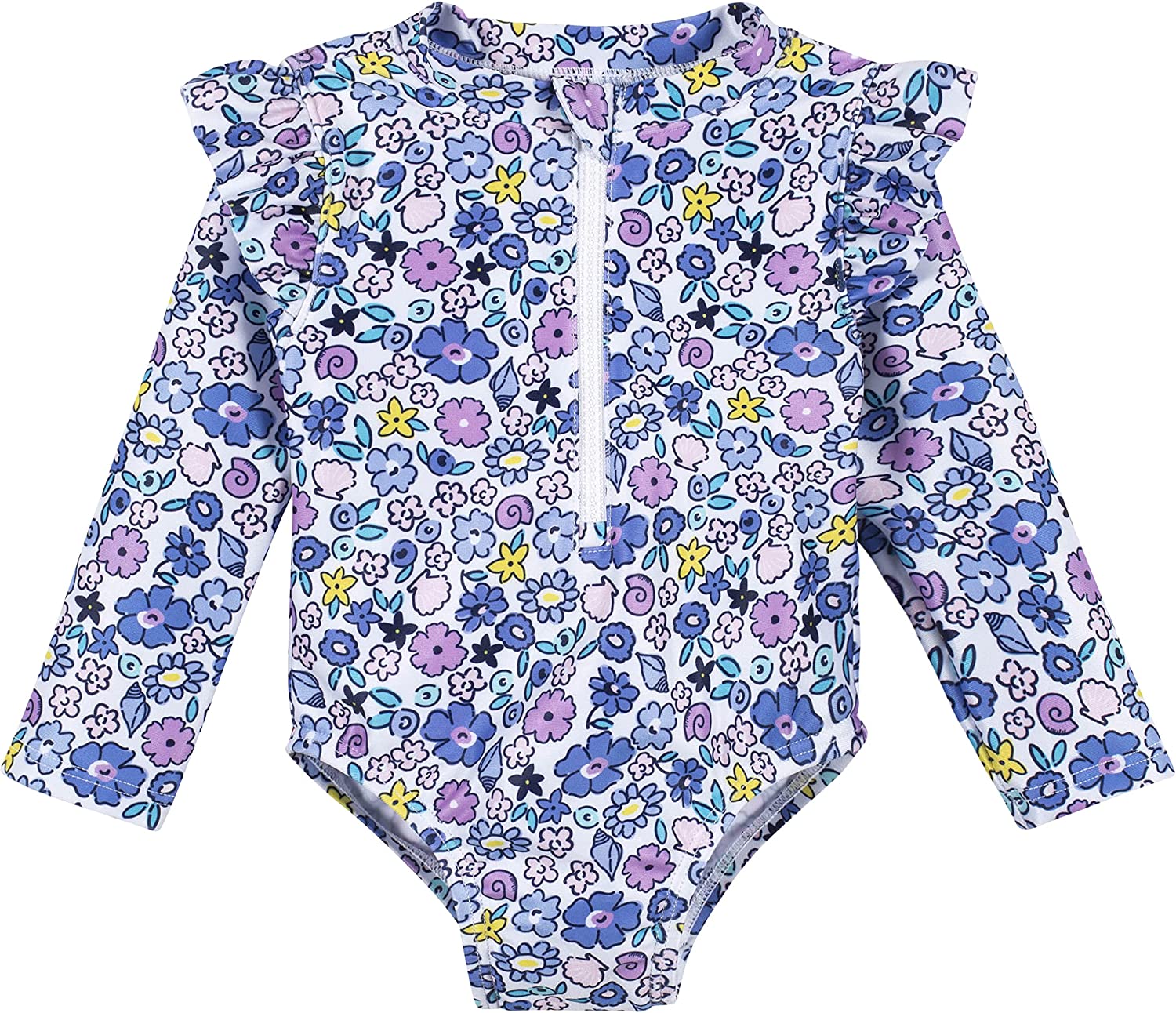 Gerber Baby-Girls Toddler Long Sleeve One Piece Rashguard Swimsuit
