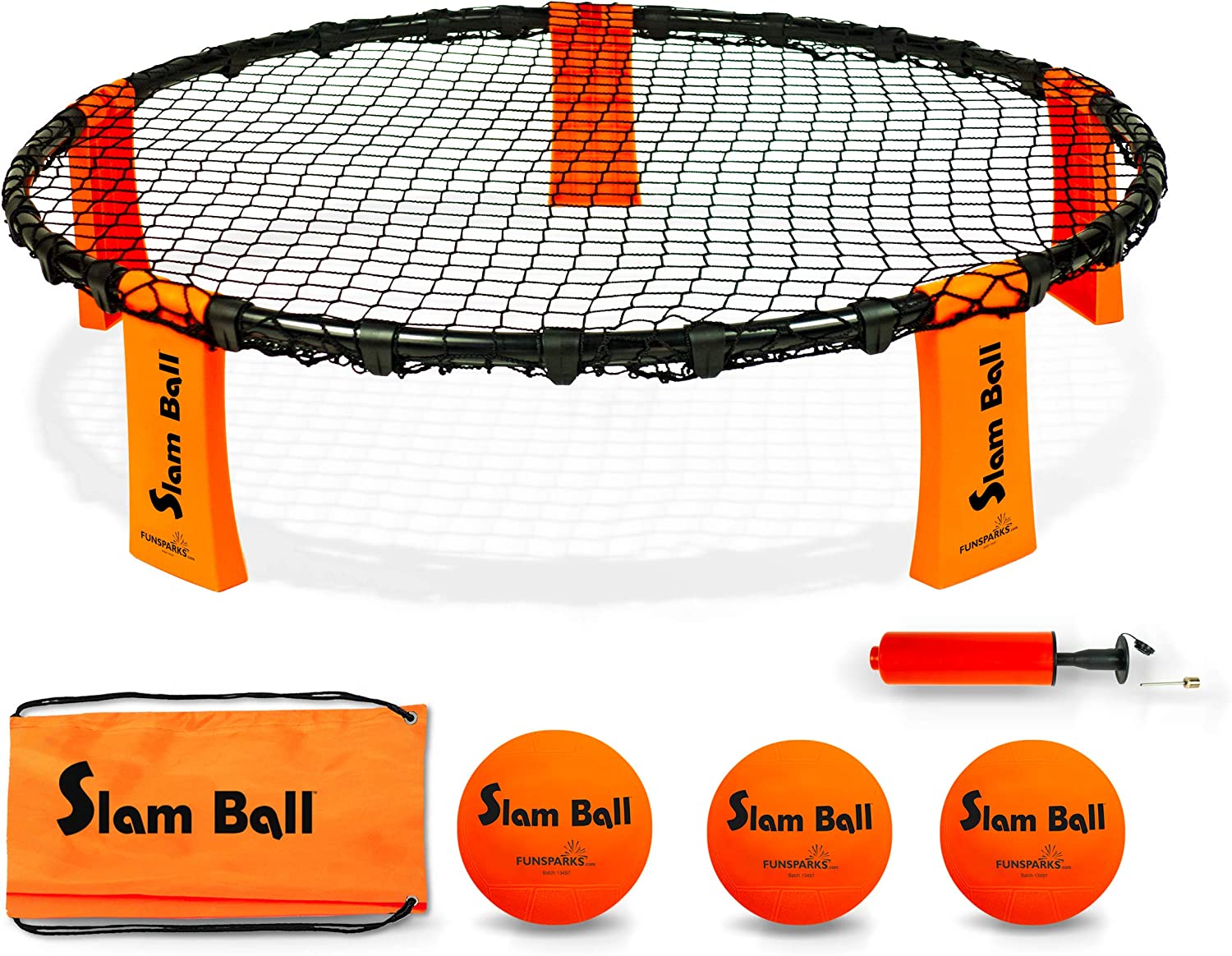 Slam Ball Game - Spike The Ball into The Net at a Park, Beach, Lawn and Backyard – Rally, Set, Smash or Spike Game – Includes Playing Net, 3 Balls, Carrying Bag and Rules