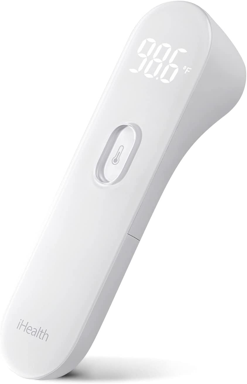 iHealth No-Touch Forehead Thermometer, Digital Infrared Thermometer for Adults and Kids, Touchless Baby Thermometer, 3 Ultra-Sensitive Sensors, Large LED Digits, Quiet Vibration Feedback, Non Contact