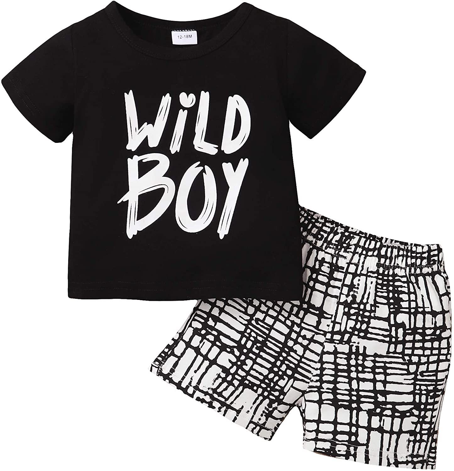 Kucnuzki Toddler Baby Boy Clothes Outfits Short Summer Sleeve Letters Printed Shirt Shorts Sets 2PC Little Boy Clothing