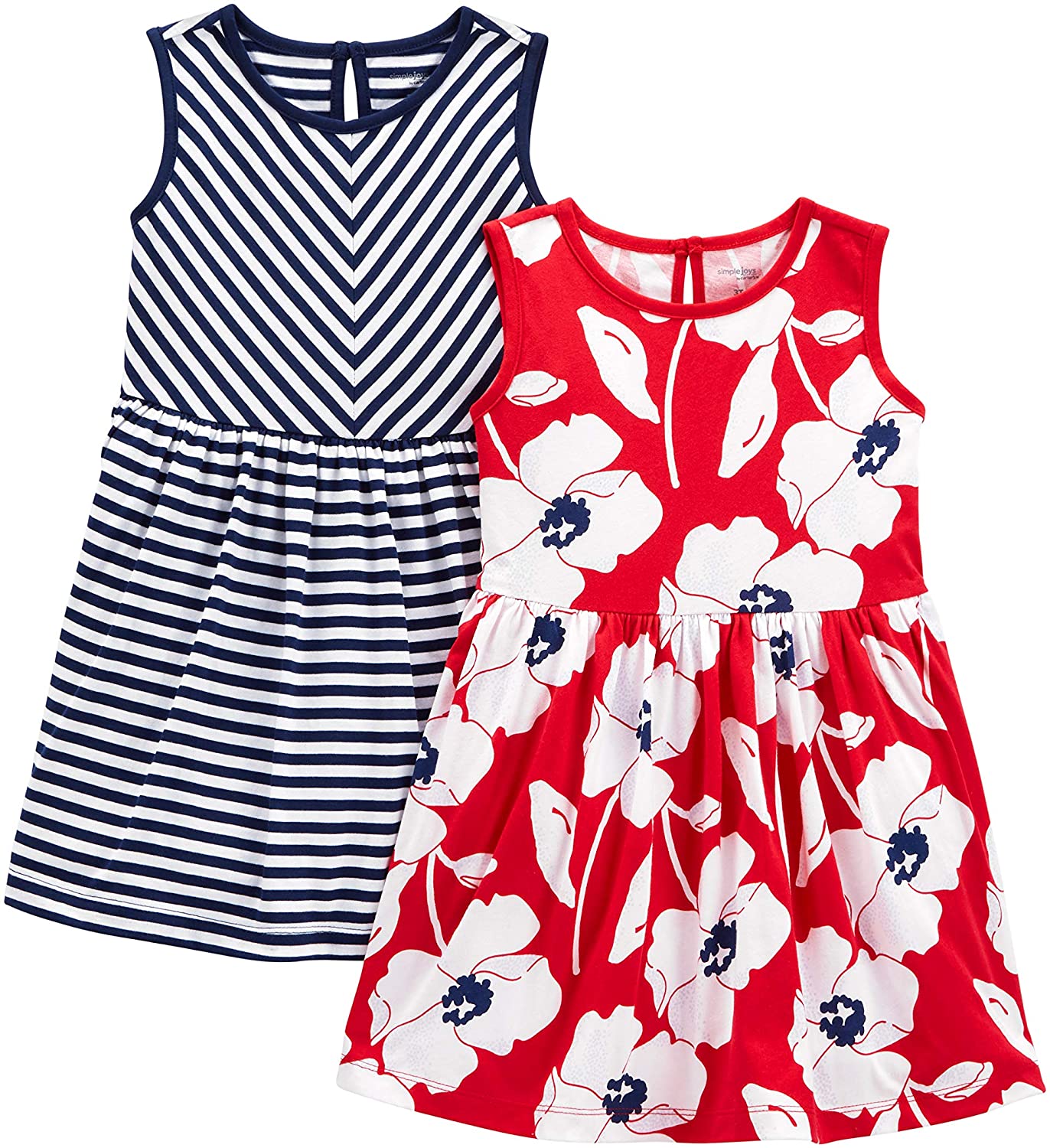 Simple Joys by Carter's Toddlers and Baby Girls' Short-Sleeve and Sleeveless Dress Sets, Pack of 2