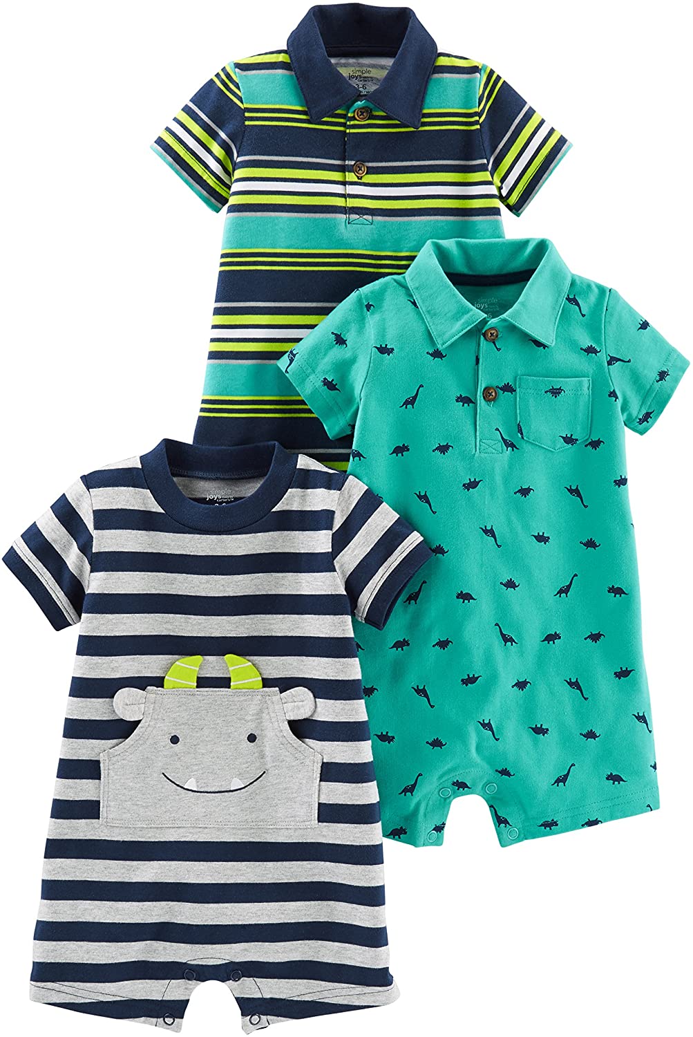 Simple Joys by Carter's Baby Boys' Rompers, Pack of 3