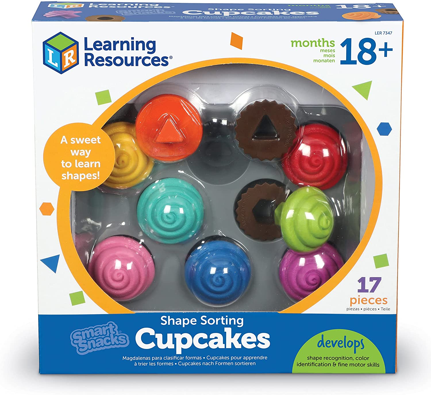 Learning Resources Smart Snacks Shape Sorting Cupcakes, Fine Motor, Color & Shape Recognition, Ages 18 mos+