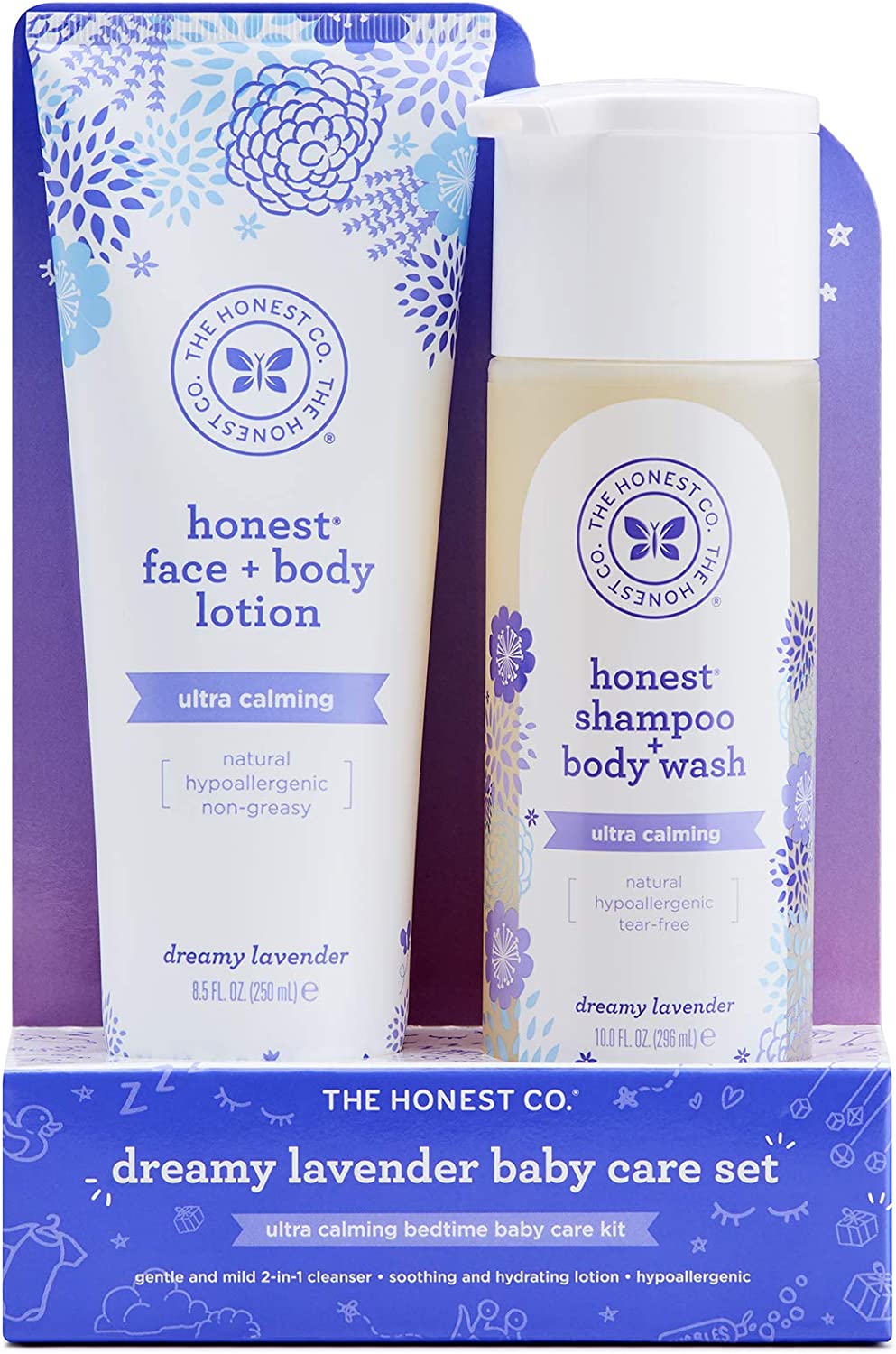 The Honest Company Comfort Shampoo + Body Wash and Lotion Duo Lavender - 10.0 Fl Oz, 8.5 Fl Oz