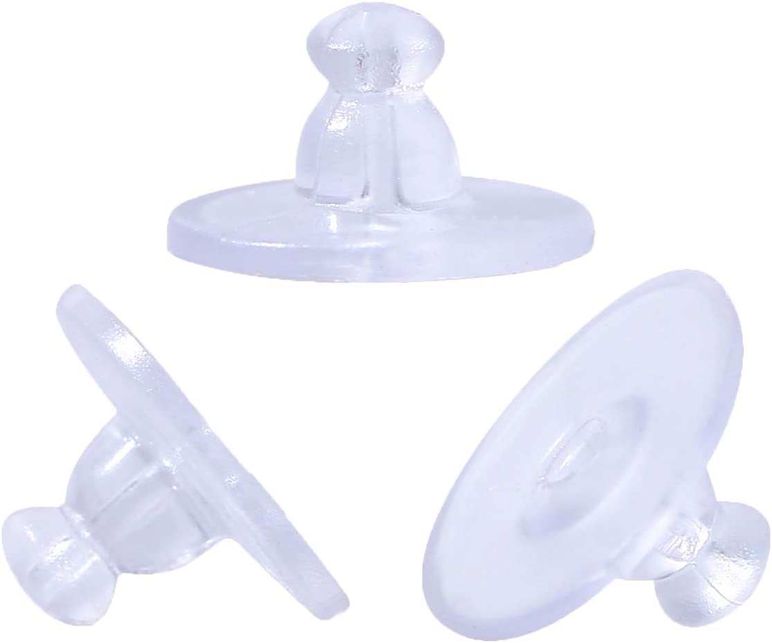 Earring Backings, Silicone Earring Backs with Pad, Rubber Earring Back Replacement, Soft Jewelry Findings (100)