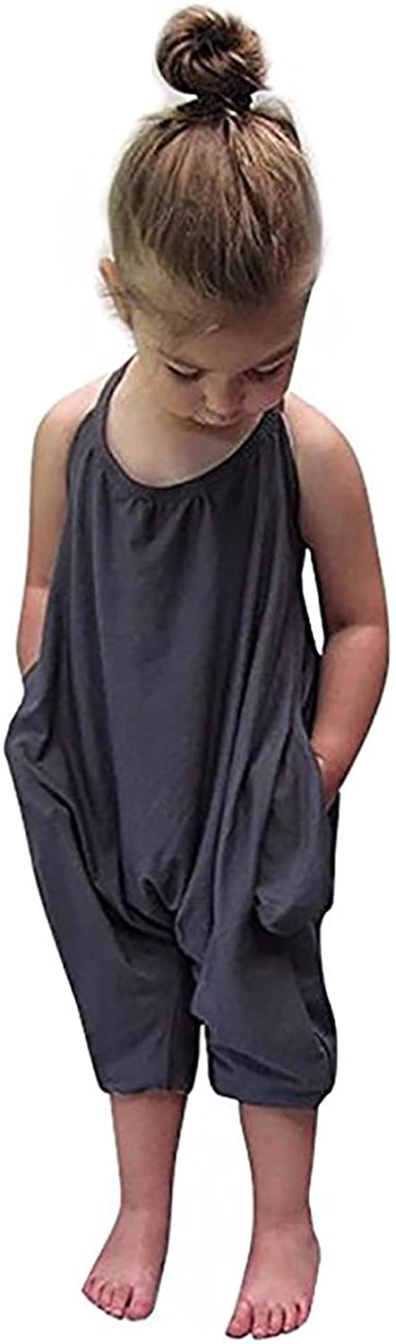 Darkyazi Baby Summer Jumpsuits for Girls Kids Cute Backless Harem Strap Romper Jumpsuit Toddler Pants Size 2-8Y