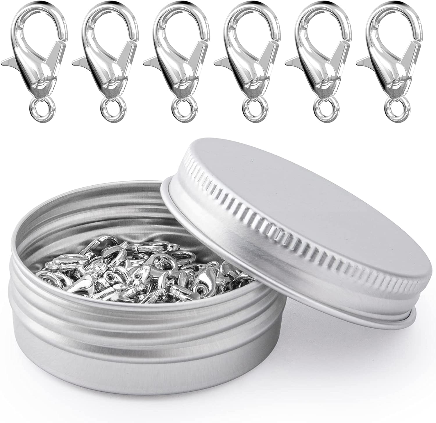 100PCS Lobster Clasps, Metal Alloy Small Lobster Claw Clasps, Weico Lobster Clip for Handmade Necklace, Bracelet Jewelry Making Accessories Fastener Hook( 12mmx6mm, Nickel)