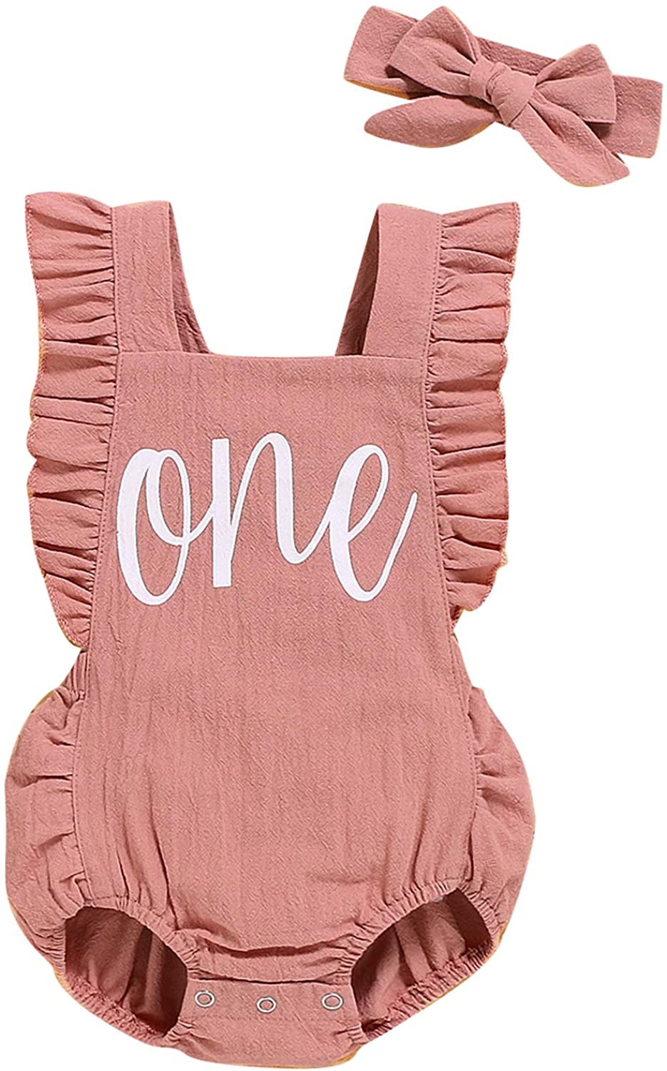 Shalofer Baby Girl First Birthday Outfit 1st Birthday Bodysuit with Headband