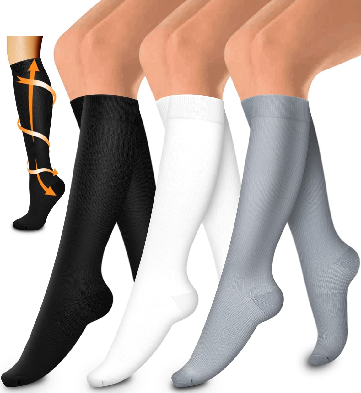 3 Pack Medical Compression Sock-Compression Sock For Women and Men Circulation -Best for Running,Nursing,Athletic Sports