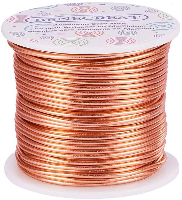 BENECREAT 12 Gauge 100FT Aluminum Wire Anodized Jewelry Craft Making Beading Floral Colored Aluminum Craft Wire for Jewelry Craft Easter Egg Holder Making - Copper