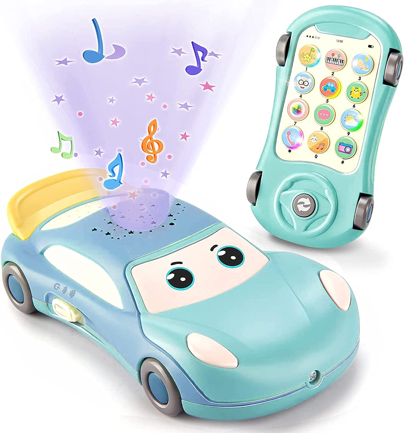 Lukax Baby Cell Phone Toy, Play Phone Toys with Music & Light, Baby Toys 18 Month Learning & Education, Musical Car Toys for Kid Toddlers Gifts 2+ Year Old Boys