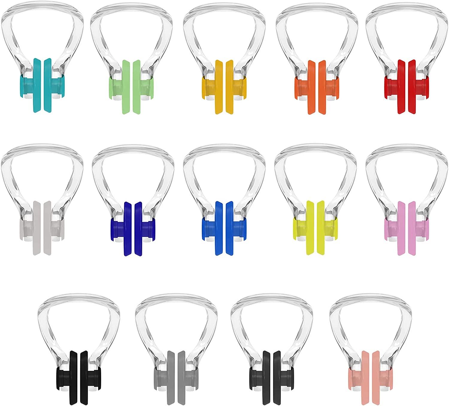 Hurdilen Swimming Nose Clip, Swim Nose Clip with Waterproof Silica Gel for Kids (Age 7+) and Adults,14 Packs,Multi-Color