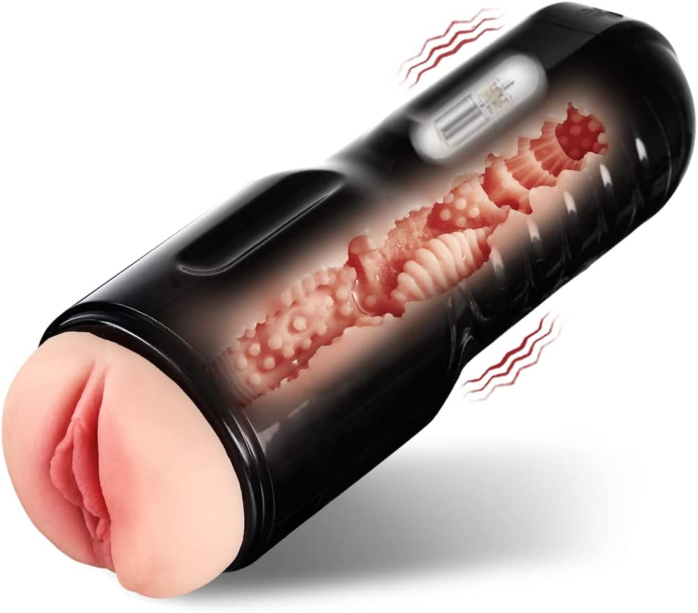 Vibrating Male Masturbator Cup with 10 Vibration Modes, 3D Realistic Textured Vagina Pocket Pussy for Man Masturbation, TIVINO Detachable Adult Sex Toys for Men Sex