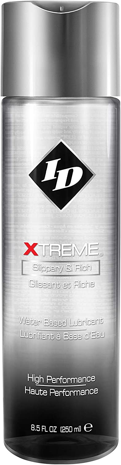 ID Lubricants Xtreme Personal Lubricant Slippery & Rich High Performance Friction Reduction Lube, Water Based, High Energy for High Intensity Sensual Experience, Clear, 8.5 Fl Oz