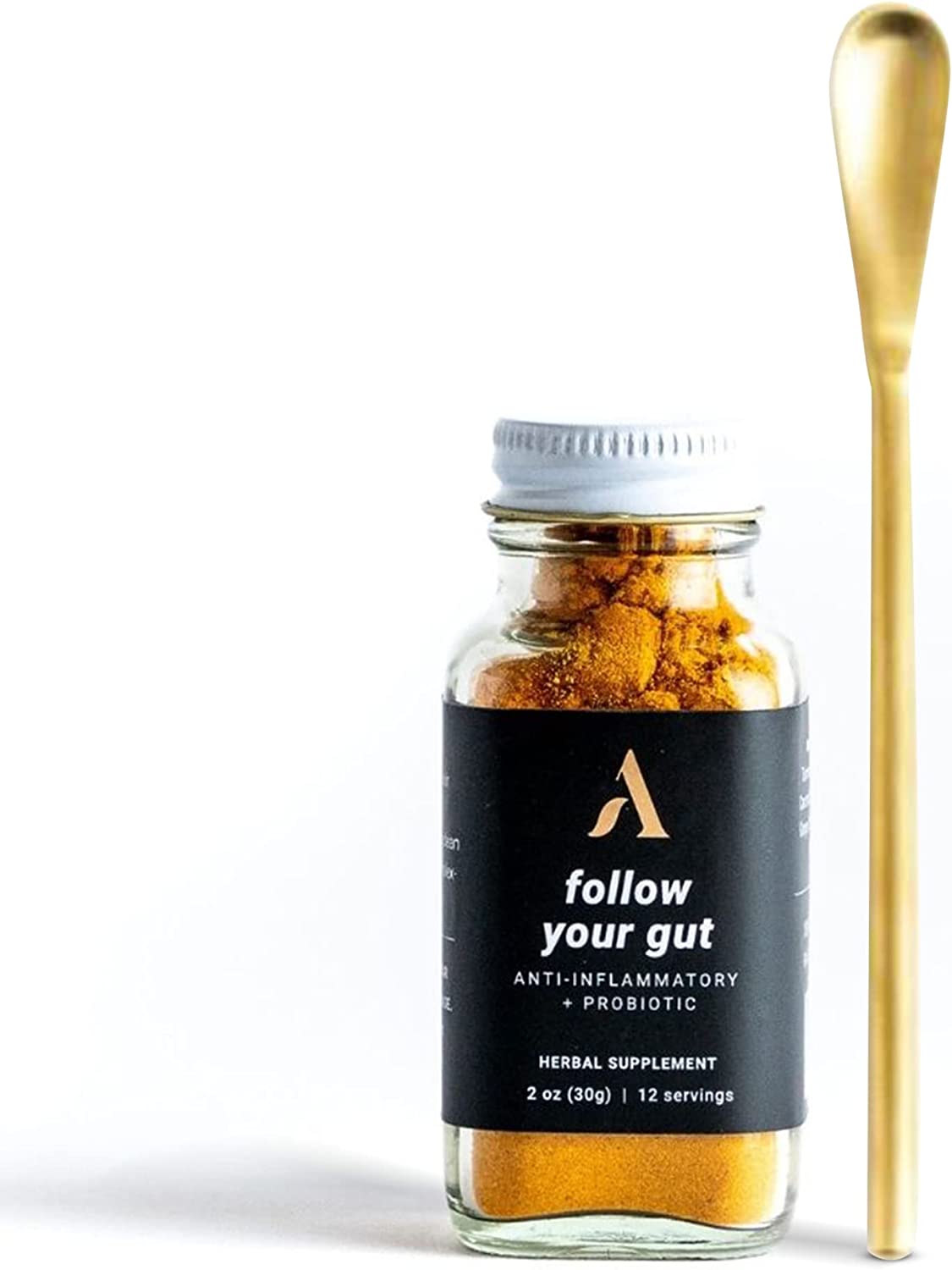 Apothékary Follow Your Gut | Herbal Powder | Digestive Health Support | Includes Small Gold Spoon | (12 Servings) 1.3 Oz