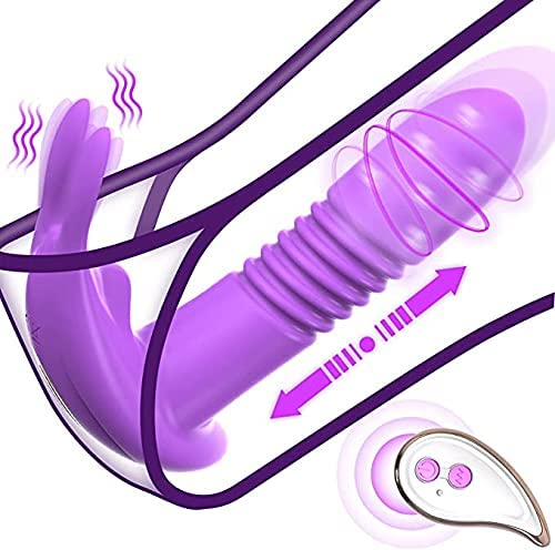 Wearable Beaded Panty Vibrator, Thrusting Rabbit with Remote, - WEDOL Waterproof Butterfly Vibrator, 10 Thrusting & Rotating G spot Clitoral Stimulator, Sex Toy for Women, Adult, Purple