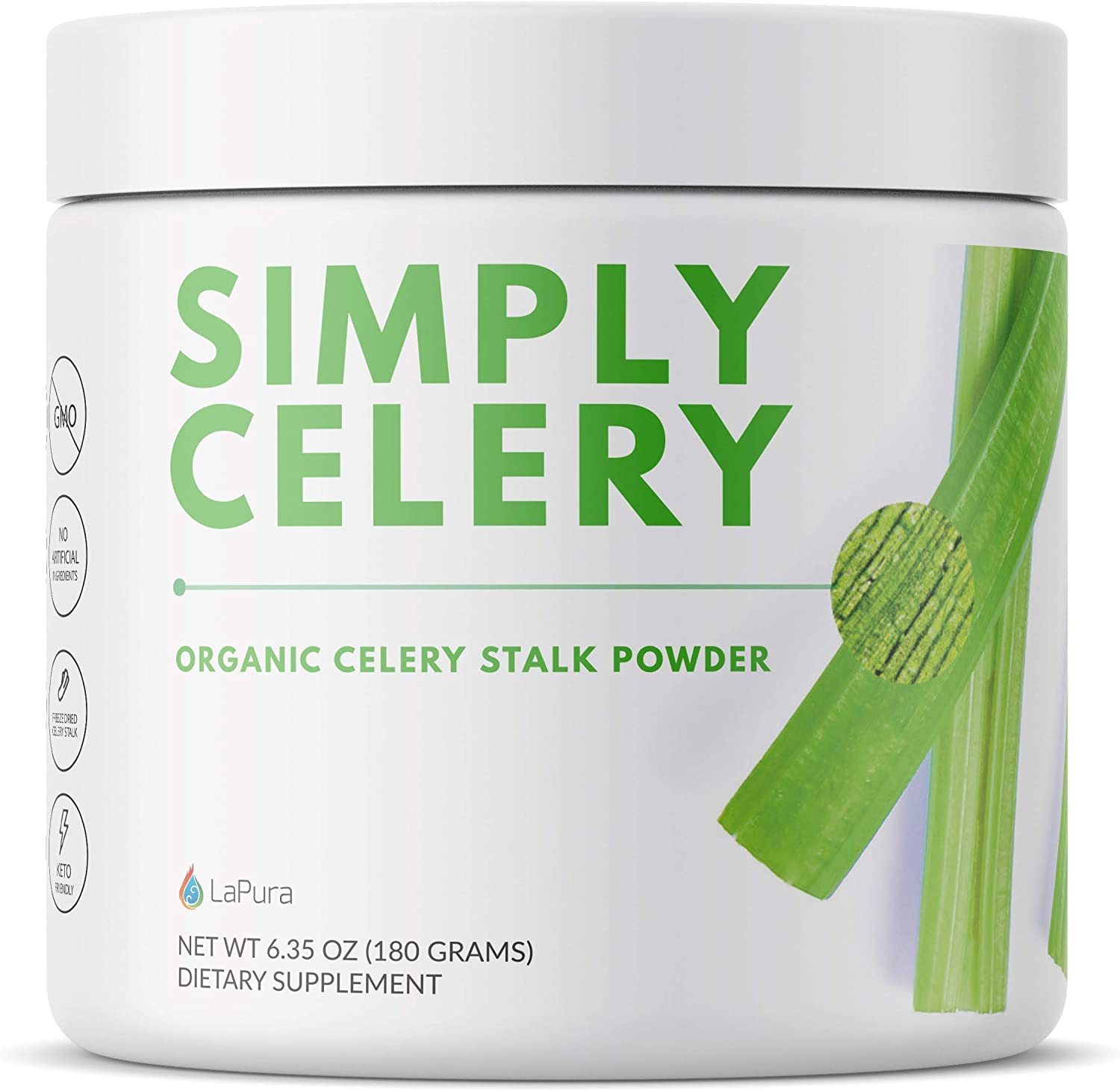 LaPura Organic Celery Powder Detox Cleanse - Fresh Celery Juice Powder to Support Gut Health & Naturally Detox - Cleanse & Detoxify, Antioxidant Just Celery Organic 30 Servings, 6.35 Ounce