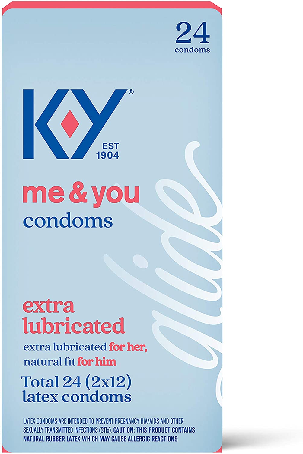 K-Y Extra Lubricated Ultra Thin Latex Condoms- Extra Water Based Lube For Comfort and Smoothness, Reservoir Tip, HSA Eligible, 24 Count