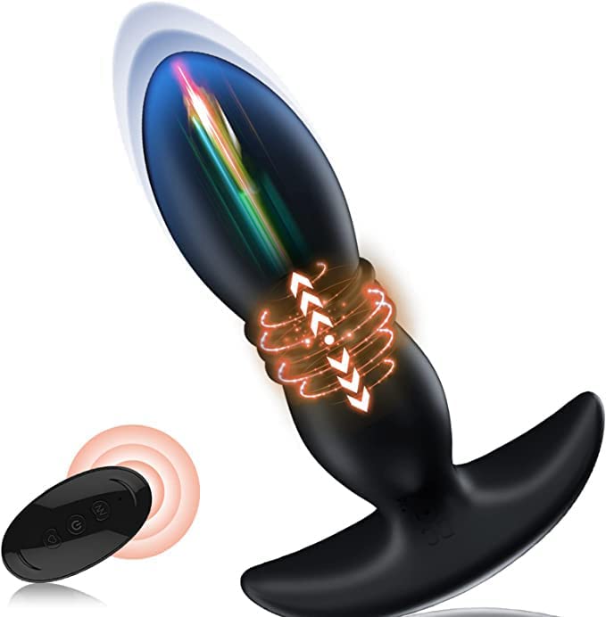 Thrusting Anal Vibrator Prostate Massager for Men Women, P Spot Vibrator Butt Plug Sex Toy with 7 Vibrations 3 Thrusts for Anal Play Masturbation, Equipped with Remote Controller for Hands-Free Play